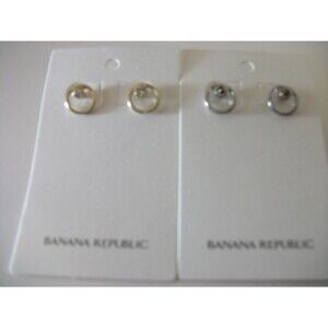 Banana Republic Circle Pave Earrings NWT 28 Each Set of 2 Gold & Silver